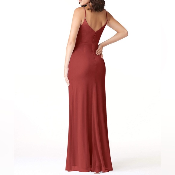 Azazie Deandra Rust Full Length Chiffon Bridesmaid Dress - Picture 2 of 6